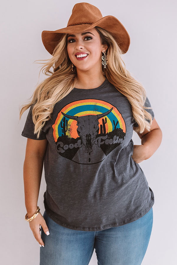 Good Feelin' Shift Tee  Curves-Beginning Fashion