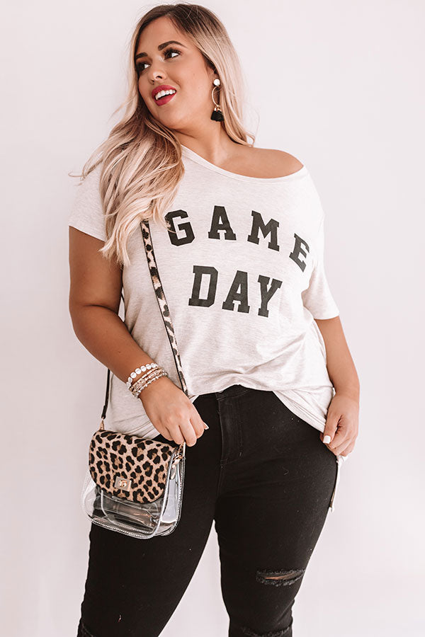 Game Day Boyfriend Tee In Birch  Curves-Beginning Fashion