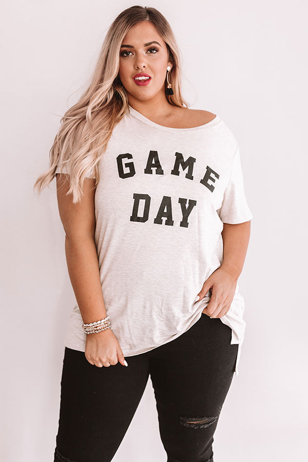 Game Day Boyfriend Tee In Birch  Curves-Beginning Fashion