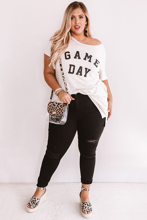 Game Day Boyfriend Tee In Birch  Curves-Beginning Fashion