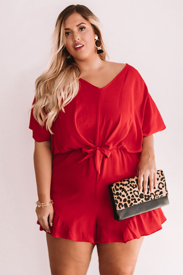Cali Chick Romper In Red  Curves-Beginning Fashion