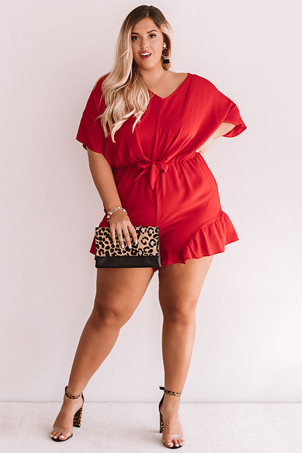 Cali Chick Romper In Red  Curves-Beginning Fashion