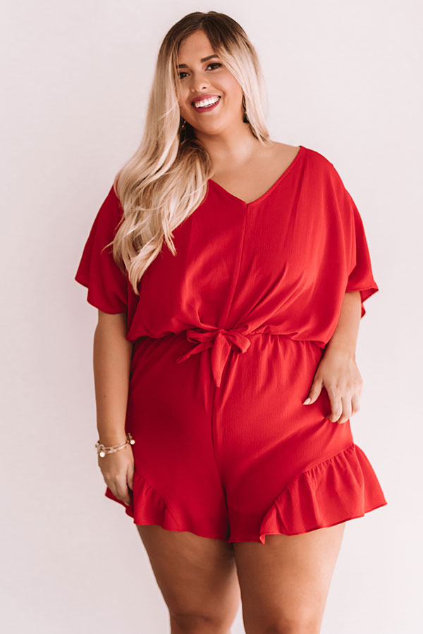 Cali Chick Romper In Red  Curves-Beginning Fashion