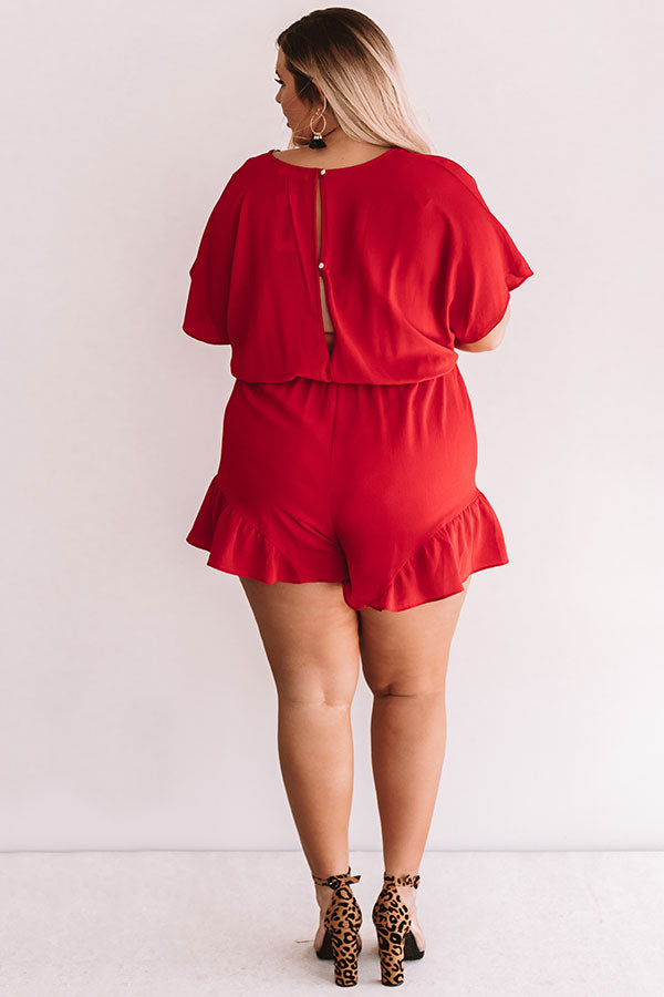 Cali Chick Romper In Red  Curves-Beginning Fashion