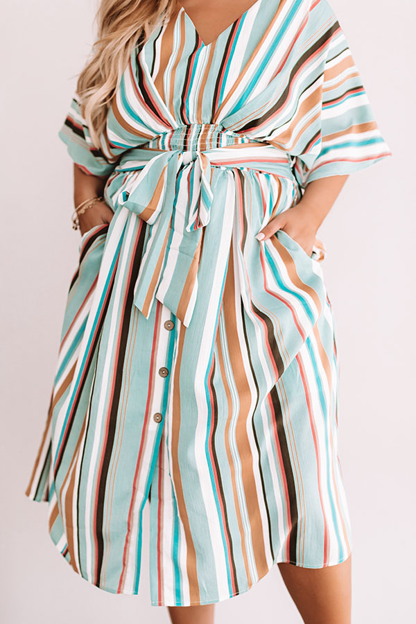Cooler With Coladas Stripe Midi in Dark Mint Curves-Beginning Fashion