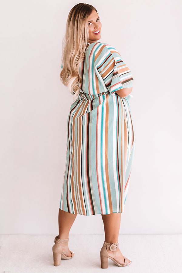 Cooler With Coladas Stripe Midi in Dark Mint Curves-Beginning Fashion