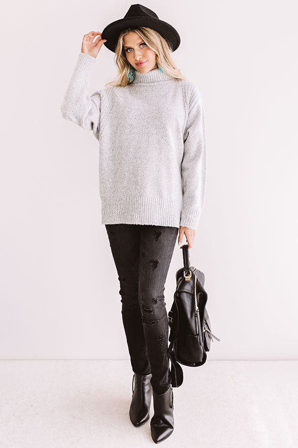 Around The Bonfire Shift Sweater In Grey-Beginning Fashion