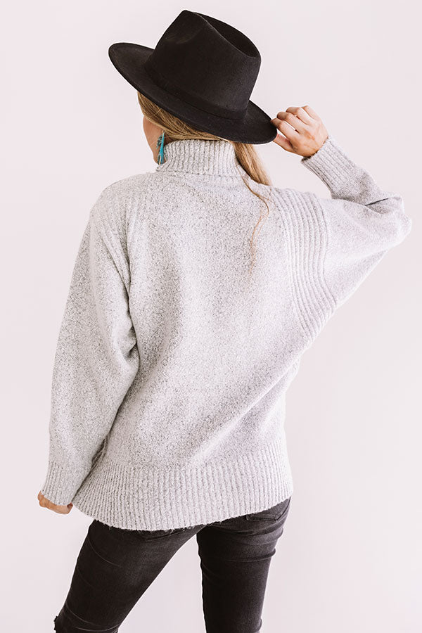 Around The Bonfire Shift Sweater In Grey-Beginning Fashion
