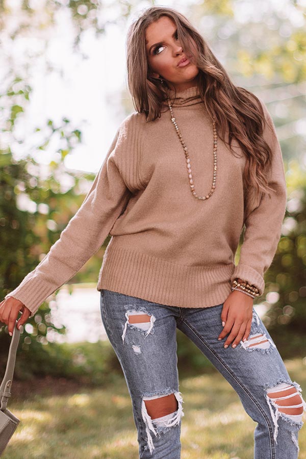 Around The Bonfire Shift Sweater In Mocha-Beginning Fashion
