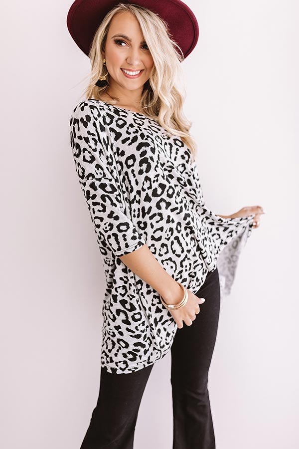 Bonding Over Bellinis Leopard Shift Top In Grey-Beginning Fashion