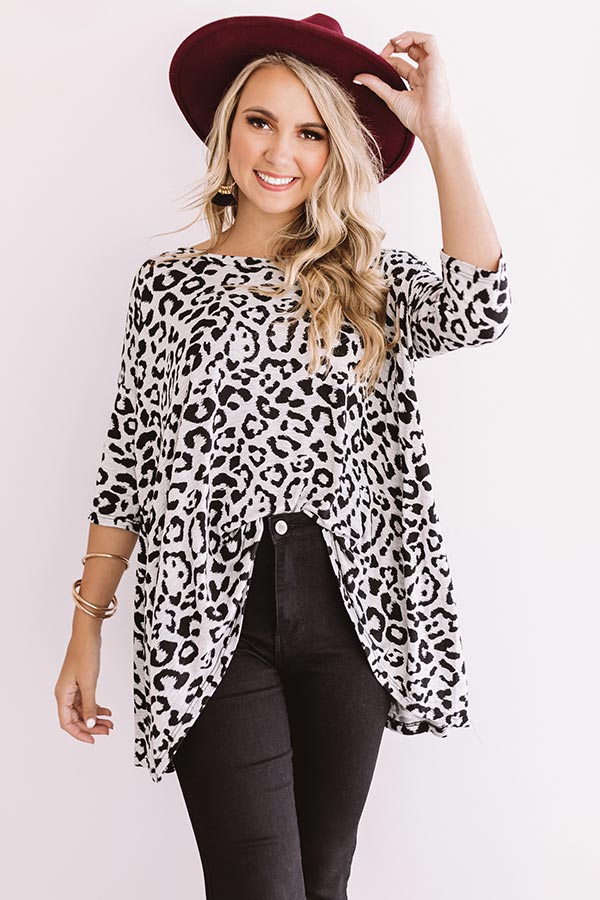 Bonding Over Bellinis Leopard Shift Top In Grey-Beginning Fashion