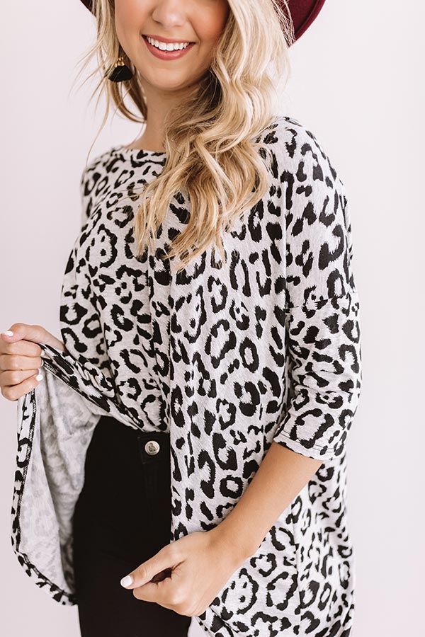 Bonding Over Bellinis Leopard Shift Top In Grey-Beginning Fashion