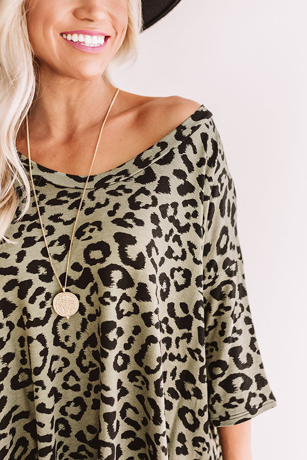 Bonding Over Bellinis Leopard Shift Top In Sage-Beginning Fashion