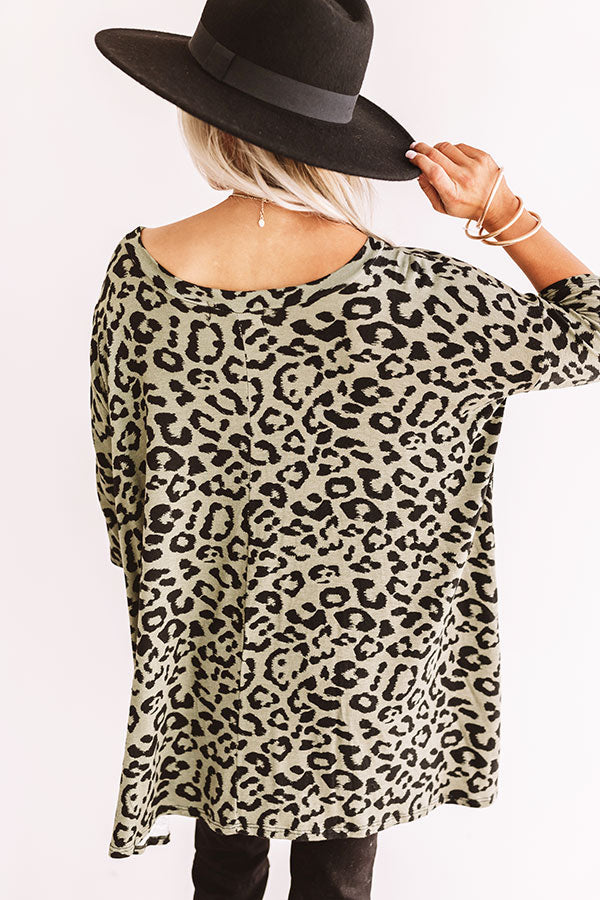 Bonding Over Bellinis Leopard Shift Top In Sage-Beginning Fashion