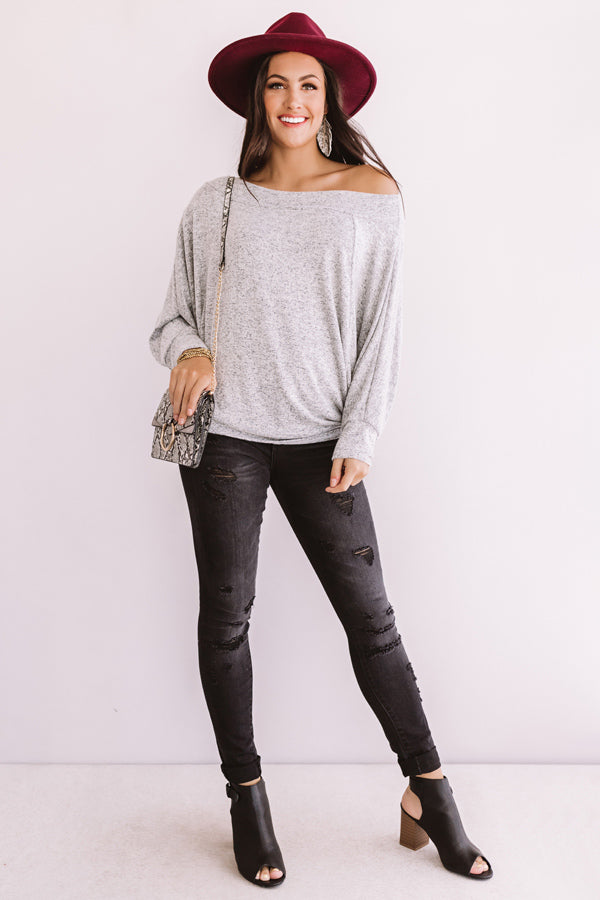 Autumn's Arrival Shift Top In Grey-Beginning Fashion