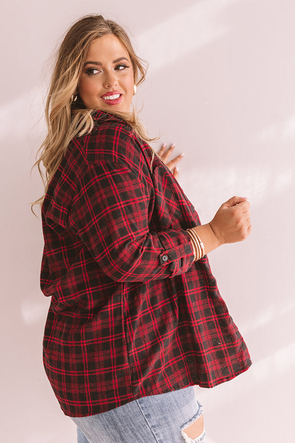 Bonfire Babe Flannel In Red Curves-Beginning Fashion