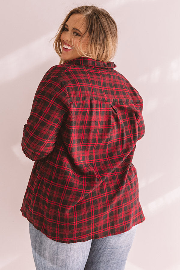 Bonfire Babe Flannel In Red Curves-Beginning Fashion