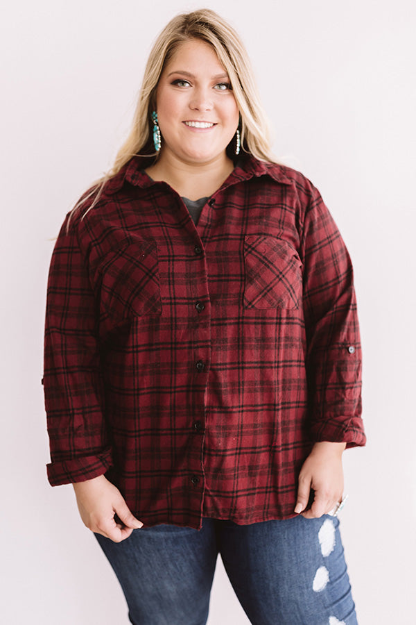 Bonfire Babe Flannel In Wine Curves-Beginning Fashion