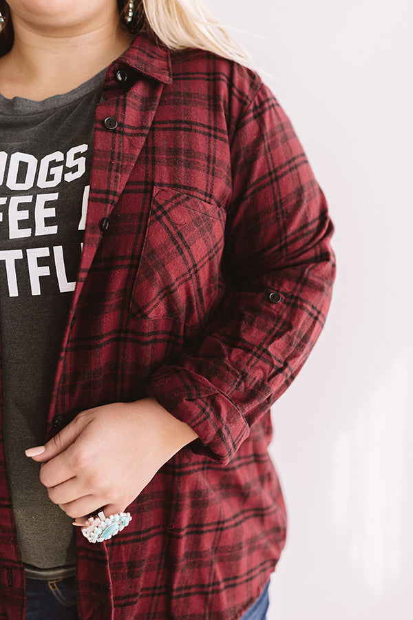 Bonfire Babe Flannel In Wine Curves-Beginning Fashion