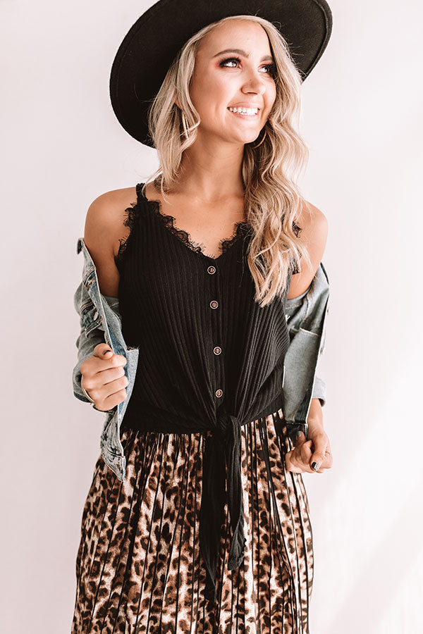 Get It Going Front Tie Tank in Black-Beginning Fashion