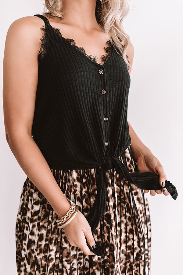 Get It Going Front Tie Tank in Black-Beginning Fashion