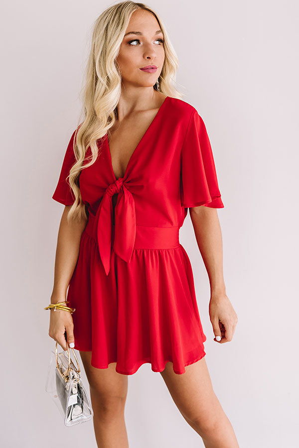 Hall Of Fame Front Tie Romper in Red-Beginning Fashion