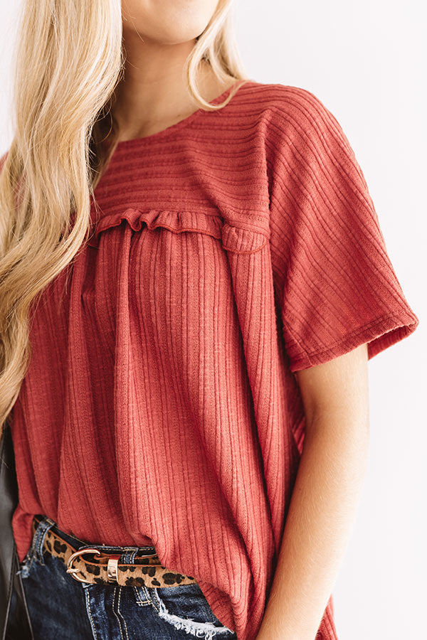 Bring On The Lattes Shift Top In Aurora Red-Beginning Fashion