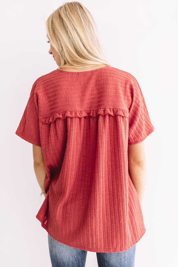 Bring On The Lattes Shift Top In Aurora Red-Beginning Fashion