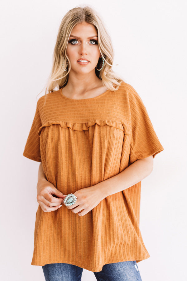 Bring On The Lattes Shift Top In Light Rust-Beginning Fashion