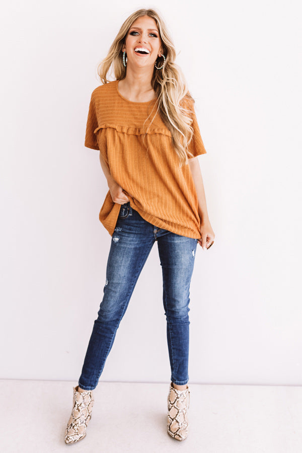 Bring On The Lattes Shift Top In Light Rust-Beginning Fashion