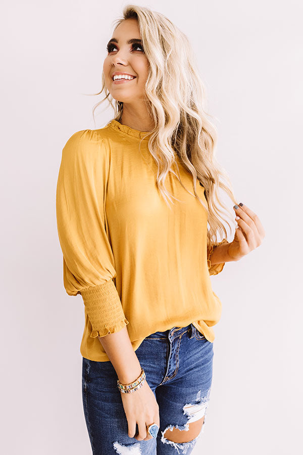 Better In Brooklyn Satin Shift Top In Mustard-Beginning Fashion