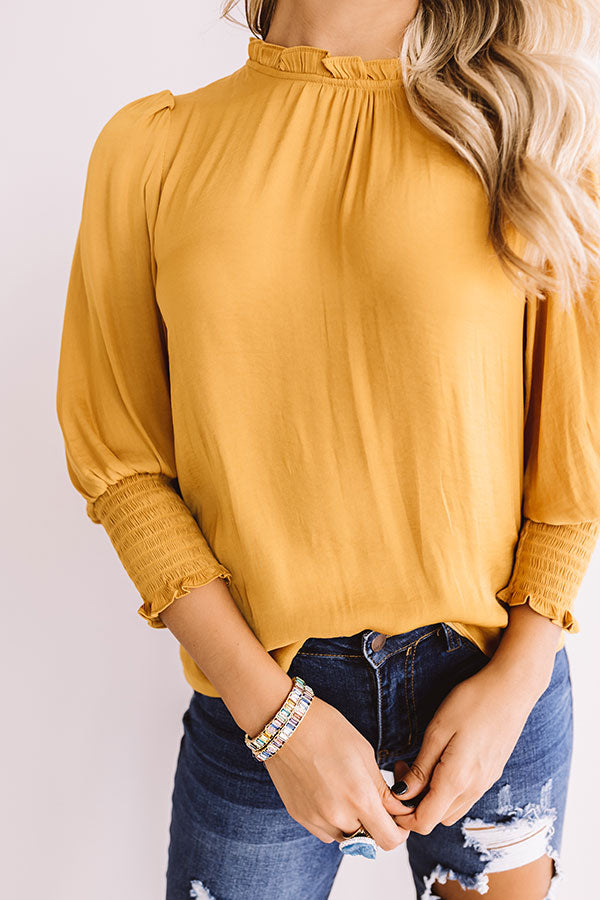 Better In Brooklyn Satin Shift Top In Mustard-Beginning Fashion