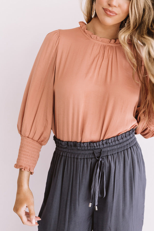 Better In Brooklyn Satin Shift Top In Rustic Rose-Beginning Fashion