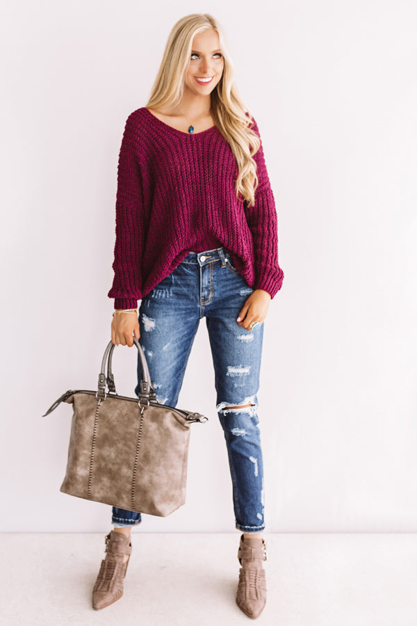 Eye Candy Tunic Sweater In Sangria-Beginning Fashion