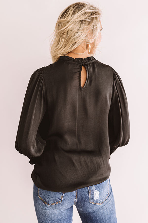 Better In Brooklyn Satin Shift Top In Black-Beginning Fashion