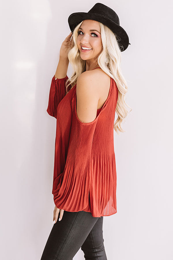 Gather Together Pleated Top In Rust-Beginning Fashion
