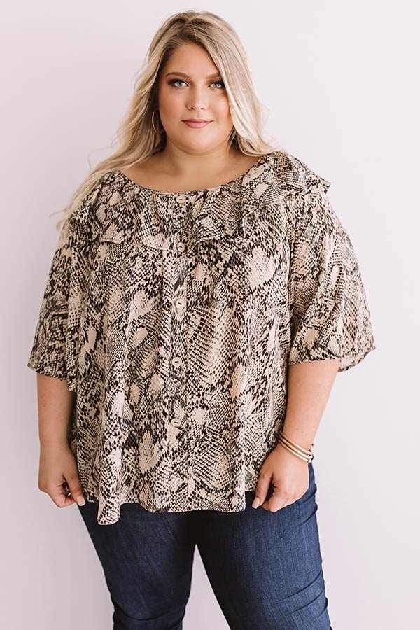 Boss Lady Snake Print Top Curves-Beginning Fashion