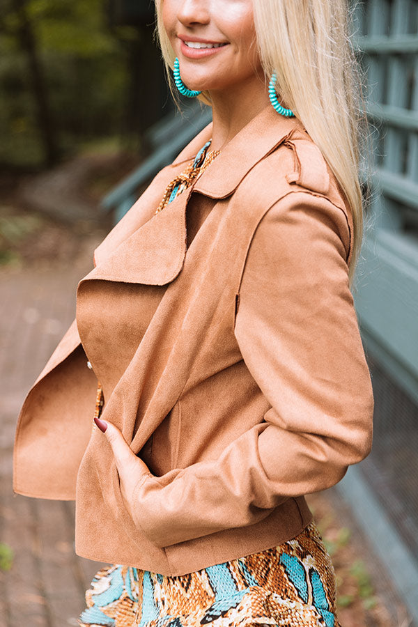 Can I Suede You To Stay Blazer In Camel-Beginning Fashion