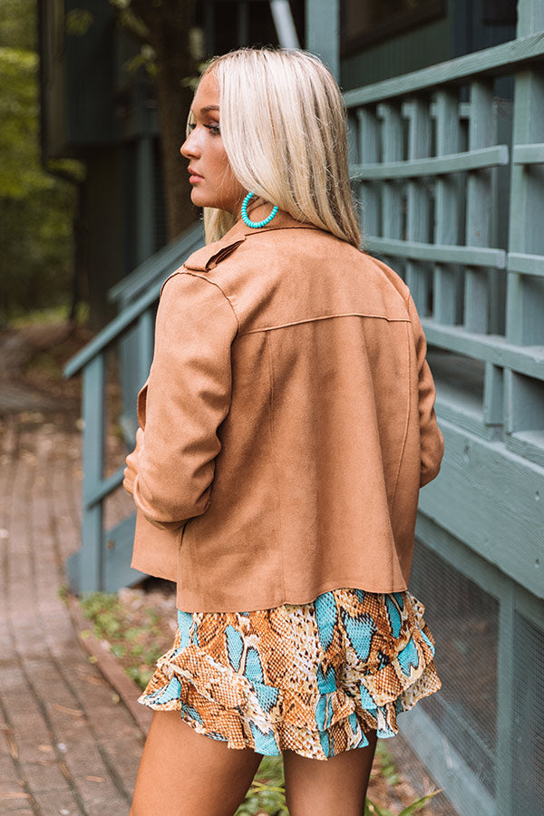 Can I Suede You To Stay Blazer In Camel-Beginning Fashion