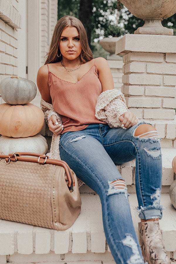 Dream Date Night Shift Tank In Rust-Beginning Fashion