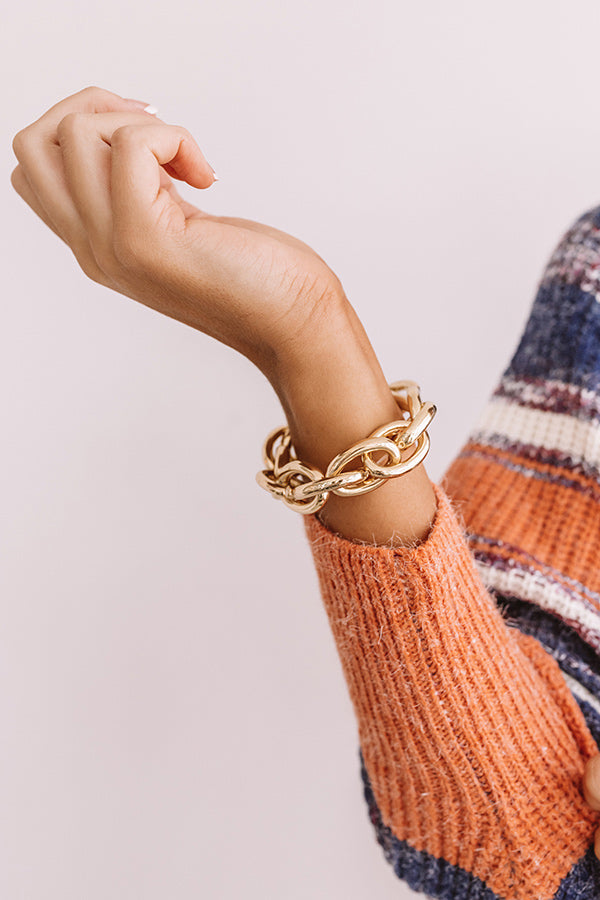 Chic On Command Link Bracelet In Gold-Beginning Fashion