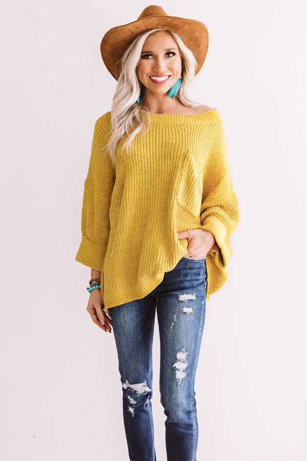 Fall Friendly Chenille Shift Sweater in Mustard-Beginning Fashion