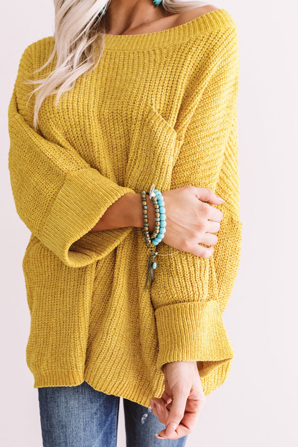 Fall Friendly Chenille Shift Sweater in Mustard-Beginning Fashion