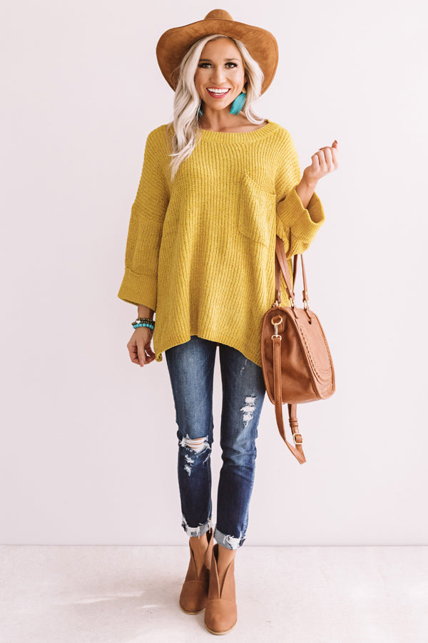 Fall Friendly Chenille Shift Sweater in Mustard-Beginning Fashion