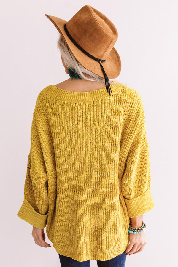 Fall Friendly Chenille Shift Sweater in Mustard-Beginning Fashion