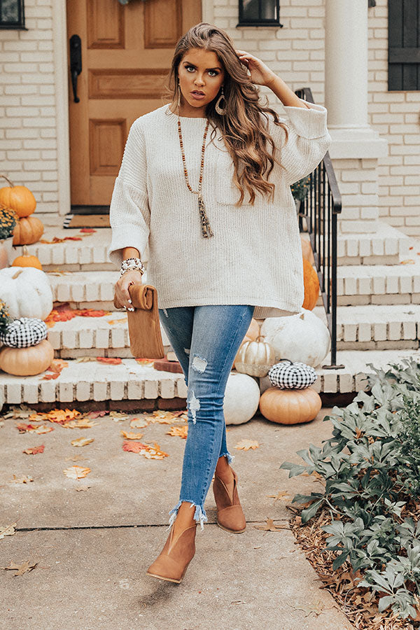 Fall Friendly Chenille Shift Sweater in Ivory-Beginning Fashion