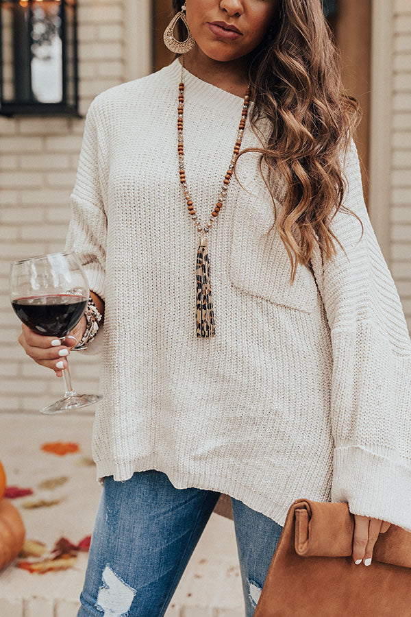 Fall Friendly Chenille Shift Sweater in Ivory-Beginning Fashion