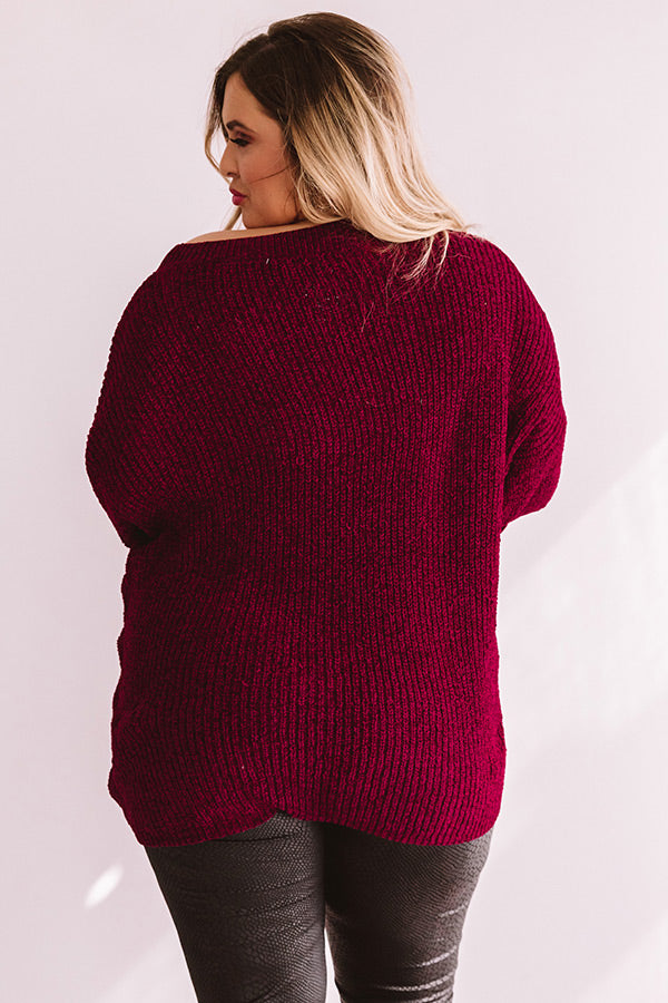 Fall Friendly Chenille Shift Sweater in Merlot Curves-Beginning Fashion