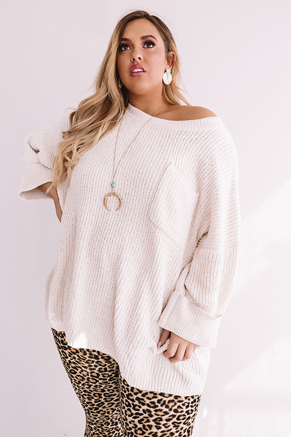 Fall Friendly Chenille Shift Sweater in Ivory Curves-Beginning Fashion