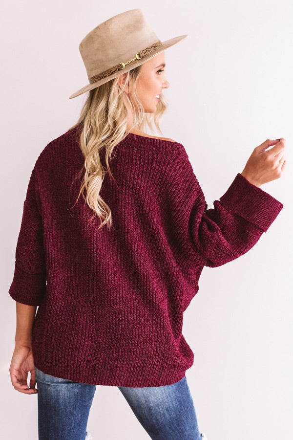 Fall Friendly Chenille Shift Sweater in Merlot-Beginning Fashion